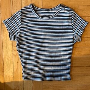 Brandy Melville Black and White Striped Tee